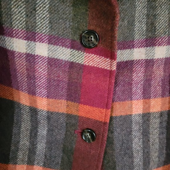 NWOT Stunning Talbots Fall Colors Orange Green Pink Plaid Jacket Size 12 - Picture 4 of 13